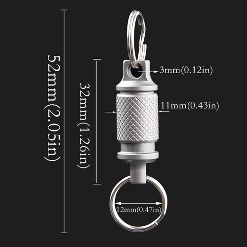 Vista 4 de WARHERO Llavero de titanio con clip para llaves de coche, liberación rápida, clip de llavero desmontable, mini llaveros de diseño ligero y duradero