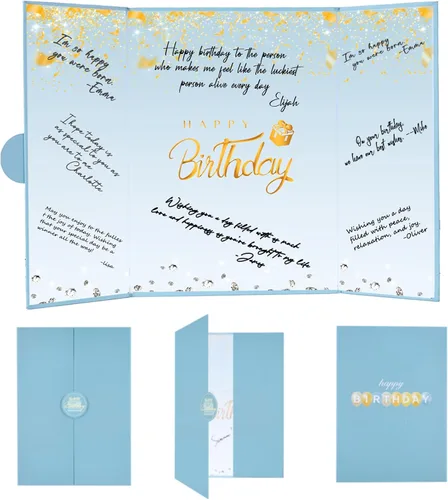 Vista 13 de Crenics Decoraciones de cumpleaños en blanco y negro para mujeres y hombres, libro de invitados creativo alternativo de 45,72 cm x 30,48 cm, gran
