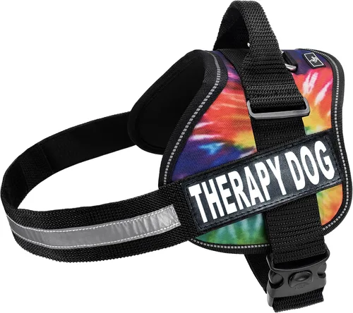 Vista 8 de Arnés de chaleco para perro de terapia con parches de Velcro removibles, la compra incluye 2 parches reflectantes con el texto «Therapy Dog» Antes