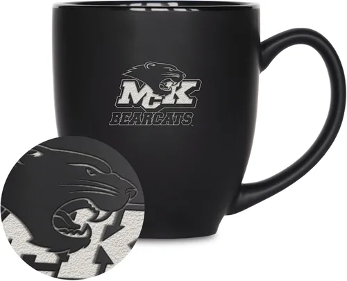Vista 53 de Rico Industries - Taza de cerámica mate negra con grabado láser estándar de 15oz para NCAA (escuelas T & U) - Para bebidas calientes o frías