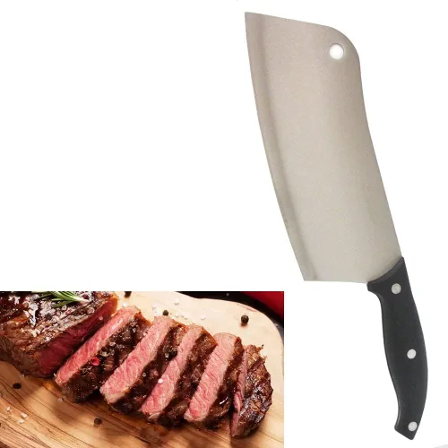 Vista 3 de Paquete de 2 cuchillos de carnicero de acero inoxidable de 7 pulgadas para carne, cocina profesional