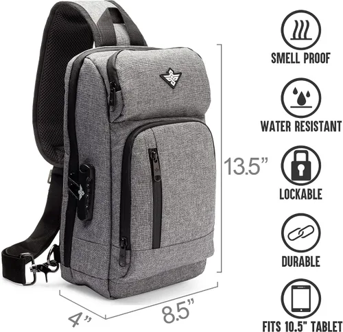 Vista 2 de Equinox - Mochila bandolera antirrobo, combinación antirrobo, bolsa de hombro impermeable cruzada casual, Grafito, Bandolera bandolera cruzada