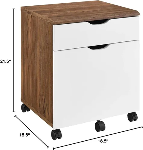 Vista 7 de Modway Envision Mid-Century Modern, archivador, color blanco nogal