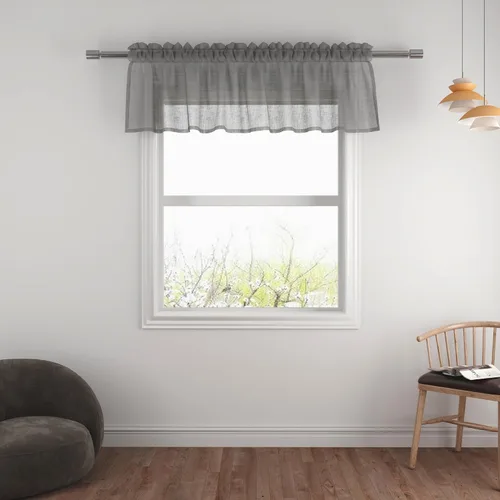 Vista 33 de UPOPO Paneles de Cortina Beige Pequeños Cortinas Transparentes de Gasa de 16 Pulgadas de Largo Cortinas de Cocina de Voile con Textura de Lino