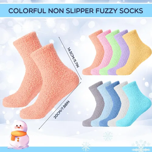 Vista 3 de Toulite 80 pares de calcetines de invierno mullidos para mujeres y niñas, a granel, para donaciones benéficas, antideslizantes, largos y esponjosos