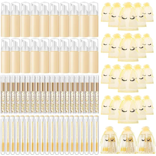 Vista 15 de Zhehao Kit de 80 Piezas de Cepillos para Botellas de Champú de Pestañas, 20 Dispensadores con Bomba de Espuma, 20 Cepillos de Champú para Pestañas