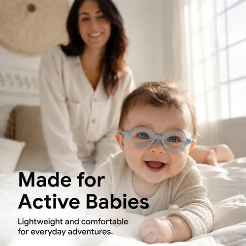 Vista 5 de Baby Glasses 0-1 Year - XXS Round Infant Glasses with Strap 38-14-120 - Clear Newborn Spectacles for Prescription