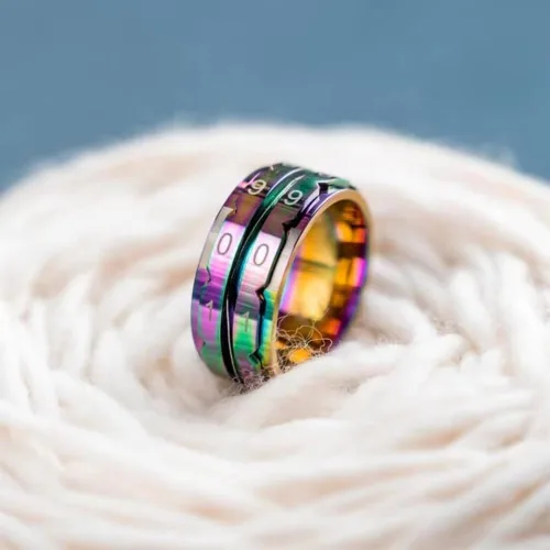 Vista 3 de Yarn Ave Anillo de contador de filas de arco iris, accesorio de herramienta útil para tejer y ganchillo, herramienta manual de seguimiento