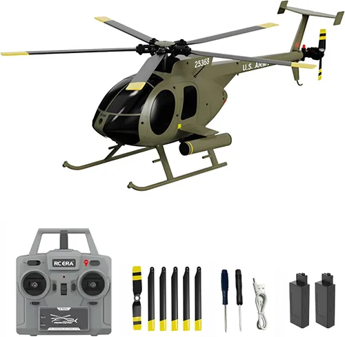 Vista 12 de Helicóptero a control remoto Dodoore, Modelo de helicóptero RC C189 MD500, helicópteros de rotor único de 1/28 de escala 4CH con giroscopio de 6
