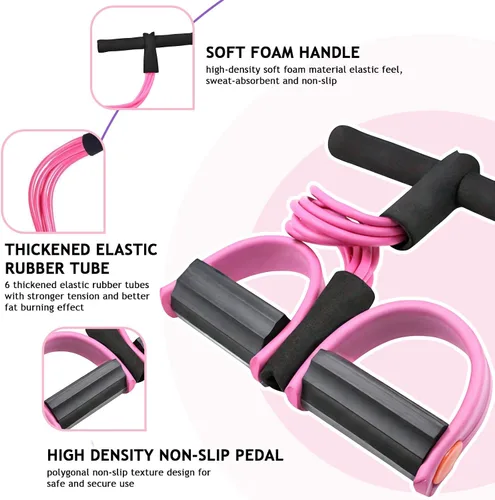 Vista 3 de Cuerda de tensión de 6 tubos, banda de resistencia elástica multifunción para pedal de yoga, cuerda de tensión de látex natural, equipo de fitness