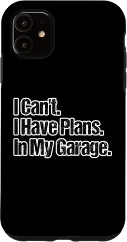 Vista 6 de Funda para iPhone 12 mini con diseño de chico de coche, con texto en inglés "I Can't I Have Planans In My Garage