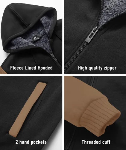 Vista 53 de SCODI Sudaderas con capucha para hombre, forro polar pesado, cremallera completa, forro de sherpa grueso, chaqueta con capucha