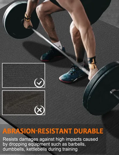 Vista 4 de Tapete de ejercicio grande de 8 x 5 pies 12 x 6 pies para gimnasio en casa, tapete de ejercicio resistente para suelo de gimnasio, esterilla