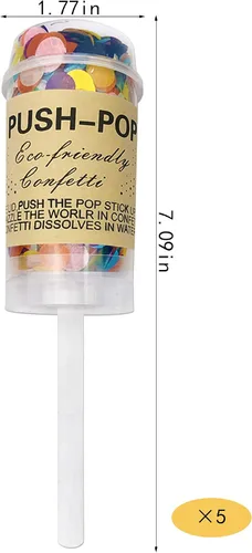Vista 2 de 5 PCS Tubos de Confeti Push Pop Contenedores Coloridos Esparcidores de Confeti de Papel para Graduación Boda Baby Shower Navidad Año Nuevo