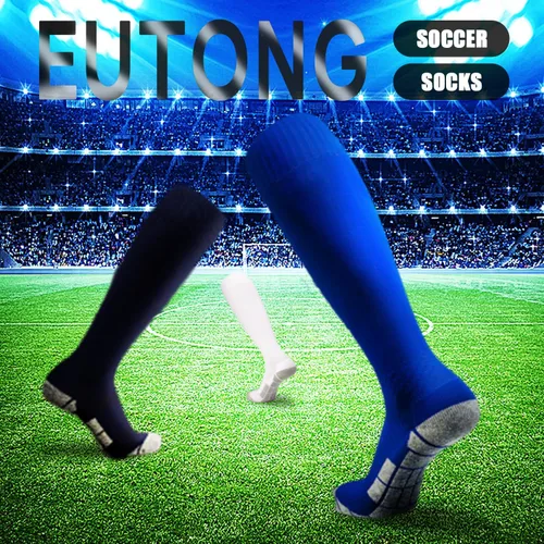 Vista 3 de ELUTONG Calcetines de fútbol para jóvenes, niños y adultos, 3 pares de calcetines deportivos de fútbol alto hasta la rodilla