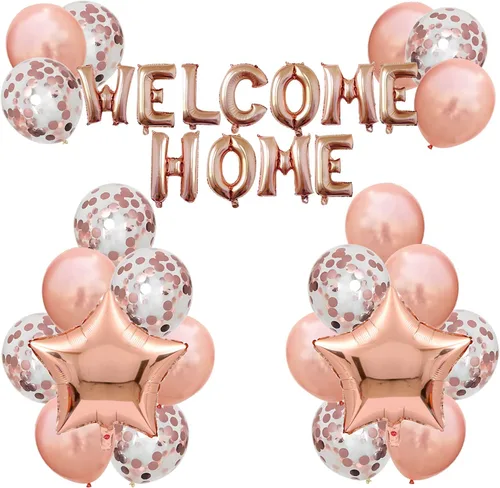 Vista 9 de Cartel de globo con letras de bienvenida a casa con globos de lentejuelas de estrellas para decoración de fiestas familiares del hogar