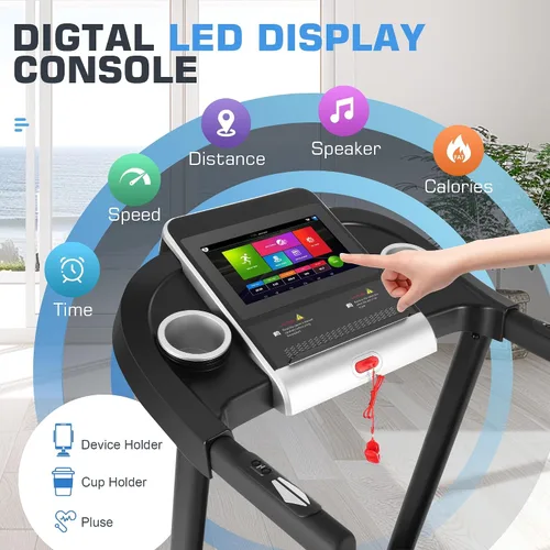 Vista 3 de Cinta de correr con inclinación, caminadora plegable con estación de trabajo de escritorio, capacidad de 350 libras, 3.5 HP, cinta de correr 01-Negro
