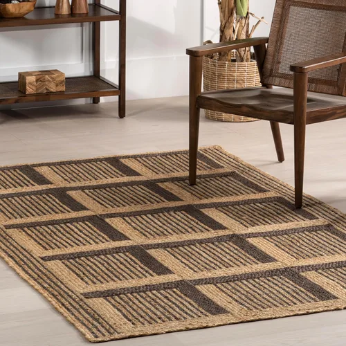 Vista 9 de nuLOOM Aletta - Alfombra geométrica de yute de 5 x 8 pies para comedor, alfombra neutra, alfombra para sala de estar, cocina, color natural