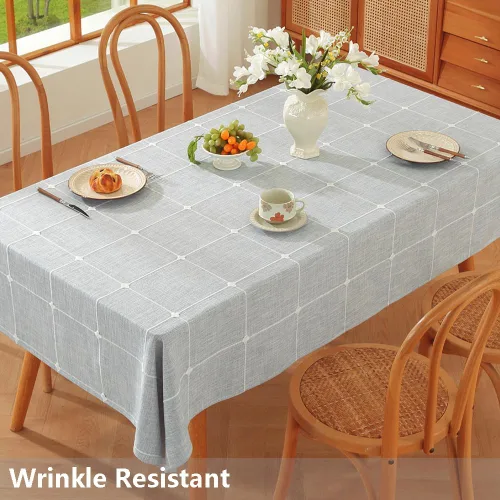 Vista 2 de TruDelve Cotton Square Tablecloths 52x52 Inch Card Table Tablecloth Blue Fabric Farmhouse Tablecloth(Blue,52"x52",Square)
