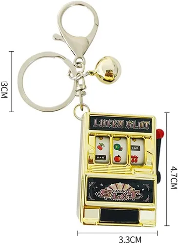 Vista 4 de ARFUKA Llavero con ranura para máquina de frutas llavero de metal regalo de Navidad cumpleaños día de San Valentín para hombres y mujeres Oro S
