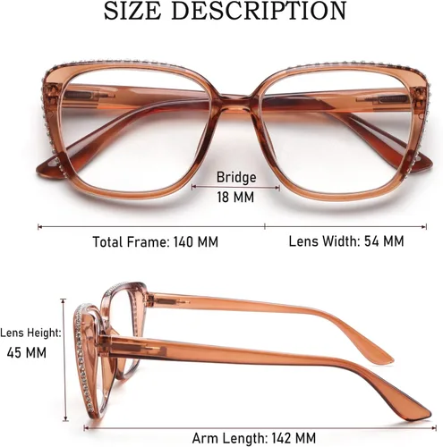 Vista 2 de BLOEXCLU Gafas de lectura para mujer, con bloqueo de luz azul, antifatiga ocular, lentes de moda, bisagra de resorte
