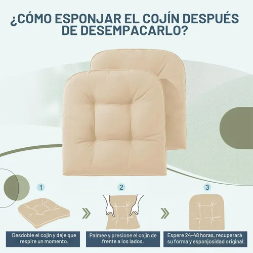 Vista 7 de downluxe Juego de 2 cojines para sillas de exterior para muebles de patio, cojines impermeables acolchados rellenos para muebles de patio, cojín