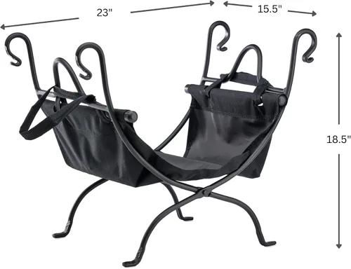 Vista 2 de Uniflame Soporte para leña de hierro forjado de lujo, color negro