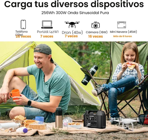 Vista 5 de SinKeu Estación de energía portátil de 80000 mAh, batería de reserva LiFePO4 de 256 Wh, salidas de CA de 300 W, banco de energía para emergencias
