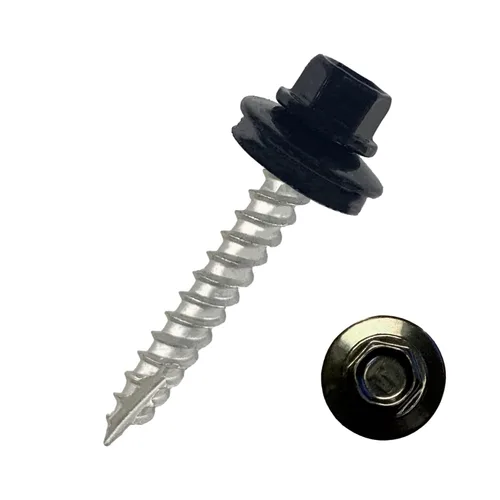 Vista 24 de EAGLE 1 Tornillos para Techos de Metal #10 - Tornillos Autorroscantes con Cabeza Hexagonal Pintada y Arandela de Goma EDPM para Metal a Madera