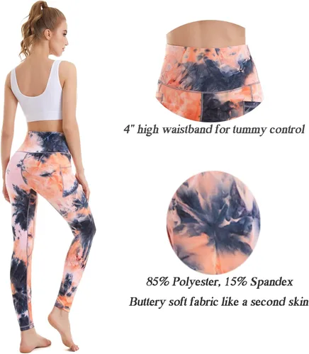 Vista 3 de iniber Pantalones de yoga de cintura alta con bolsillos para mujer, elásticos en 4 direcciones, suaves, para correr, entrenamiento, pantalones