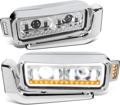 Vista 13 de DNA MOTORING HL-HAY-033-BK Par de faros delanteros LED con anillo de halo tipo U y reflector, ángulo amplio, compatible con Peterbilt 359