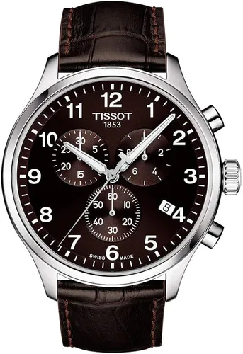 Vista 7 de Tissot T1166171629700 Reloj deportivo de cuarzo suizo para hombre Chrono XL de acero inoxidable con correa de piel de becerro marrón