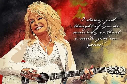 Vista 2 de PosterMerchant Póster de música country femenina famosa con cita de sonrisa, impresión para decoración del hogar (12 x 18 pulgadas)