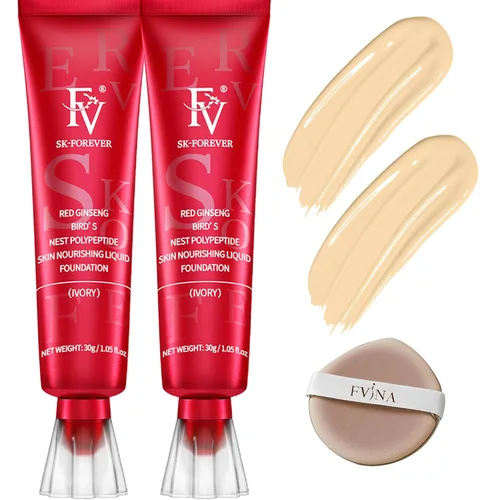 Vista 11 de FV Paquete de 2 bases impermeables, base ligera y de cobertura media con acabado mate, control de aceite, maquillaje líquido de larga duración