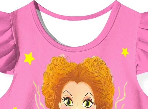 Vista 2 de Yannie Winifred Sarah Mary Sanderson - Vestido de hermana y niña ropa de bruja para niños camisa de manga corta con volantes