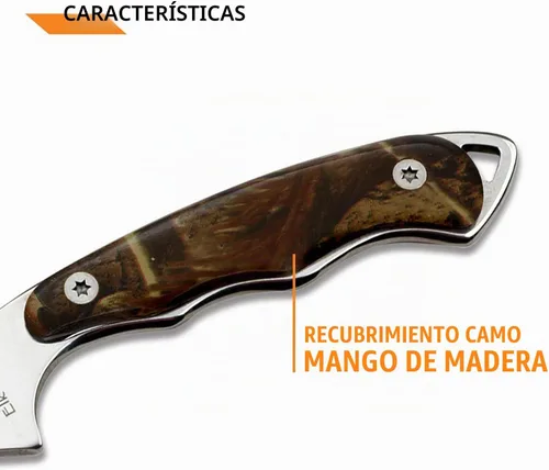 Vista 5 de Elk Ridge ER-059 Series Cuchillo de caza de hoja fija, hoja de borde recto, mango de madera, 7 pulgadas de longitud Marrón Pakkawood