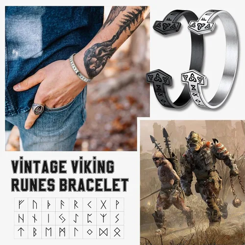 Vista 5 de Bestyle Brazalete vikingo de acero inoxidable pesado para hombres y niños, pulsera ajustable abierta de cuervoloboruna, vintage, retro, joyería