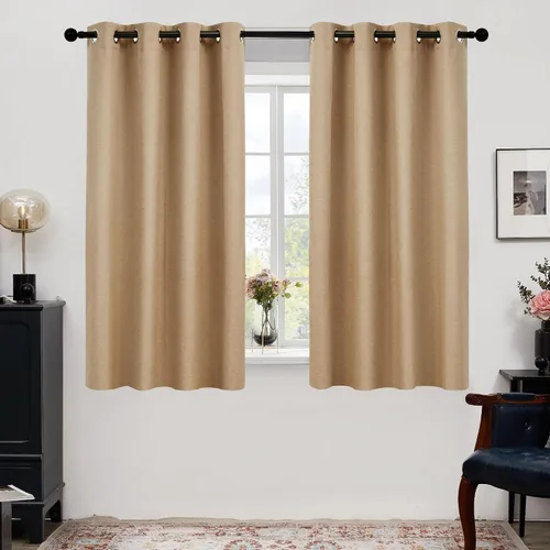 Vista 17 de Deconovo - Cortinas opacas 100% ligeras de lino sintético para dormitorio, cortinas térmicas aisladas para reducir el ruido para comedor, sala