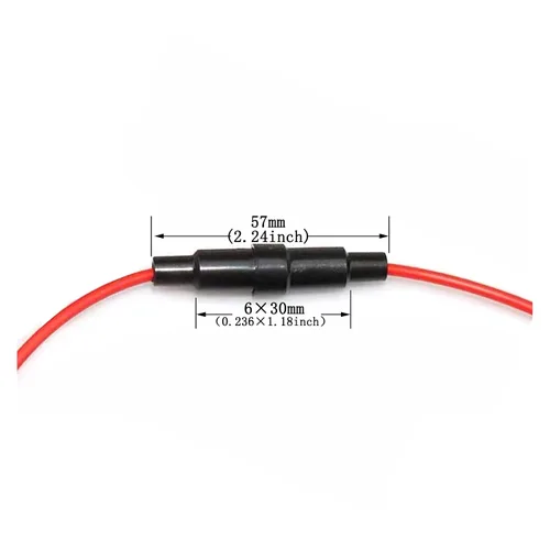 Vista 3 de Portafusibles Automotrices para Coche Tipo Tornillo en Línea de 6 x 30 mm AGC con Cable de 16 AWG (Paquete de 10)