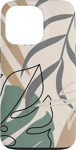 Vista 10 de Funda abstracta minimalista exótica para iPhone 16 Tropical Botanical Beige Brown