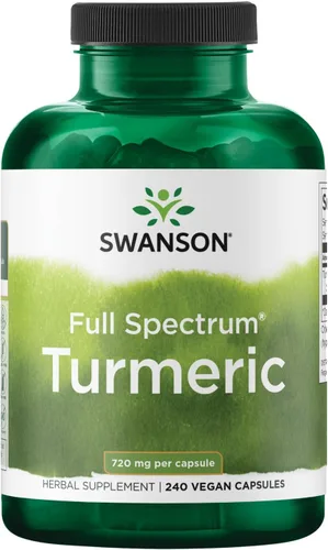 Vista 3 de Cápsulas Swanson Premium Brand de raíz de cúrcuma pulverizada, 720 mg, 1 Soporte para articulaciones, hígado y digestivo para adultos activos, sin