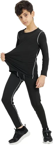 Vista 5 de YUSHOW Conjunto de compresión para niños, camisa de manga larga y pantalón, capa base, ropa interior de compresión, ropa interior térmica