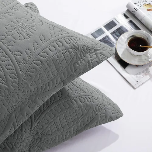 Vista 6 de HOMBYS Juego de 2 fundas de almohada acolchadas de tamaño estándar, estilo moderno con patrón de monedas, cierre de sobre, duraderas, suaves