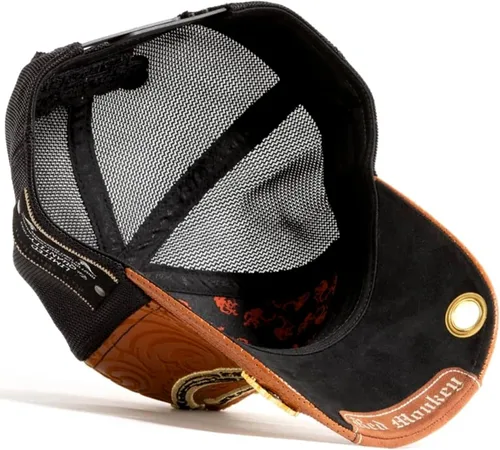 Vista 4 de Red Monkey Designs Gorra de camionero de doble herradura marrón RM1441 de edición limitada, Marrón