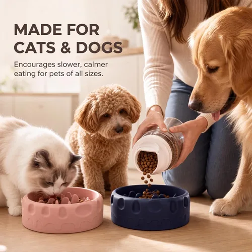 Vista 6 de Inserto de alimentador lento de silicona para gatos y perros Azul oscuro