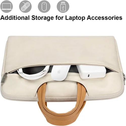Vista 4 de ARVOK 15 15.6 16 pulgadas resistente al agua premium cuero portátil manga con asa y bolsillo con cremallera/ordenador portátil/Ultrabook Tablet