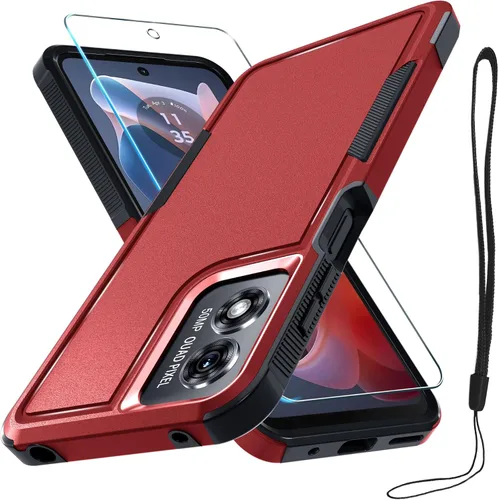 Vista 21 de Funda compatible con Moto G 5G 2024, cuerpo completo, resistente, resistente, a prueba de golpes, con correa de cordón, protector de pantalla