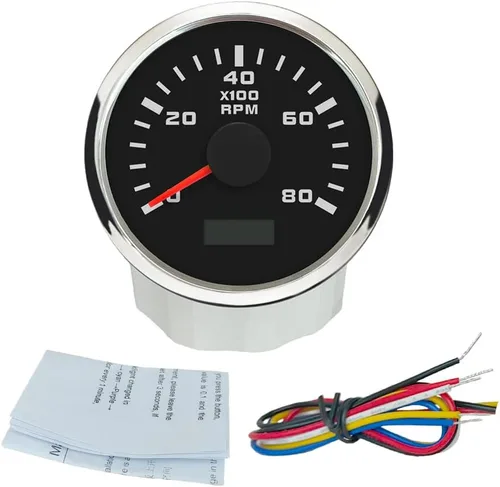 Vista 9 de ELING 52mm Generador 3000RPM Tacómetro con medidor de horas 12V 24V con retroiluminación roja