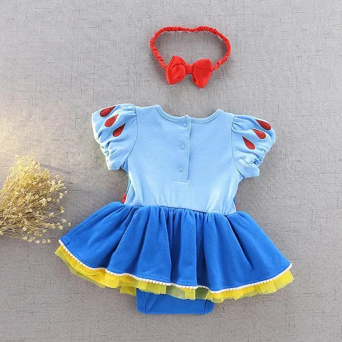 Vista 2 de Dressy Daisy Mameluco de princesa para disfraz de Halloween, cumpleaños, traje con diadema para bebé niña