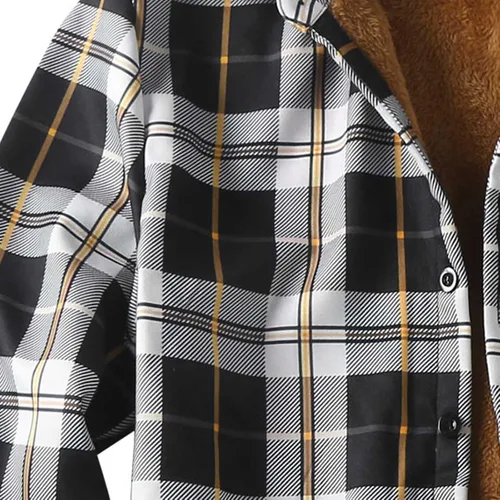 Vista 13 de Camisas casuales de franela de manga larga con botones y ajuste regular para hombre para otoño e invierno con forro polar